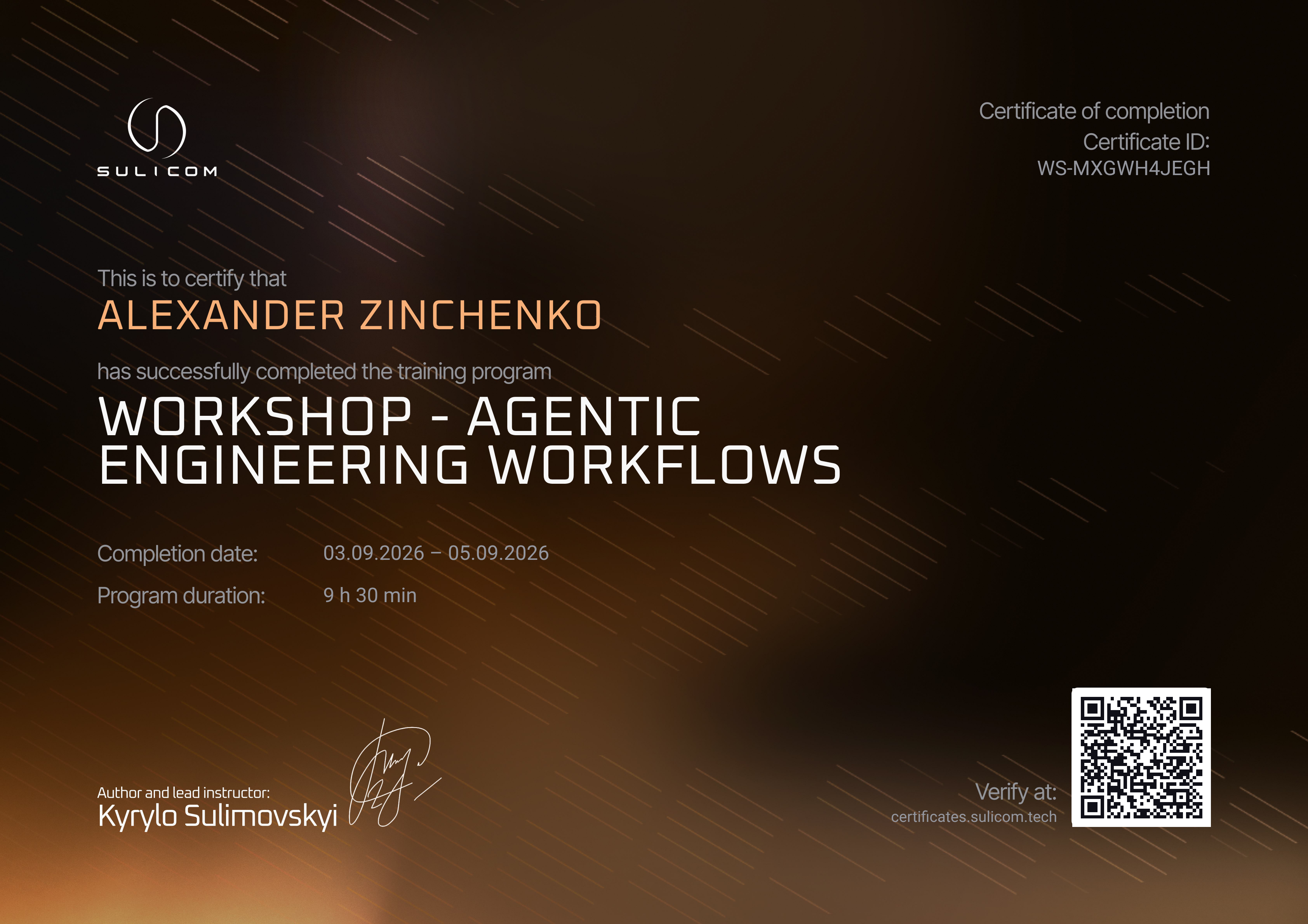 Certificate WS-MXGWH4JEGH — Alexander Zinchenko
