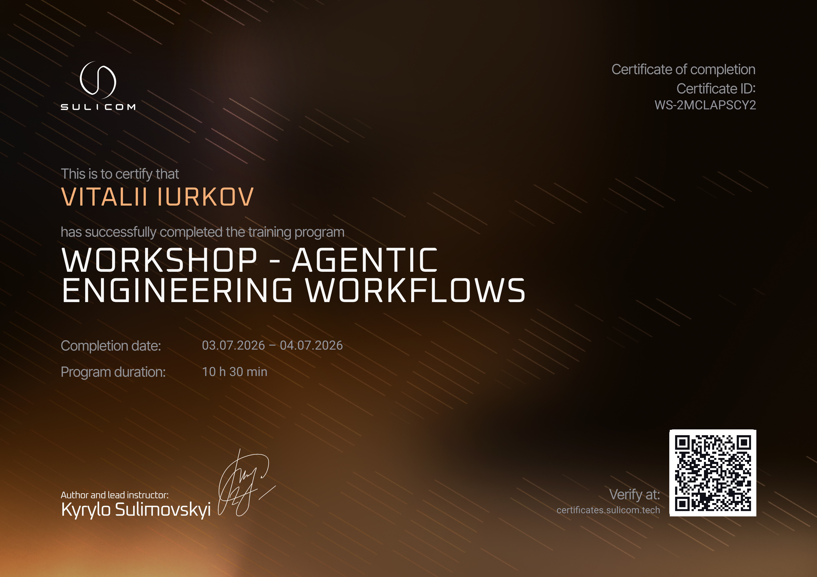 Certificate WS-2MCLAPSCY2 — Vitalii Iurkov