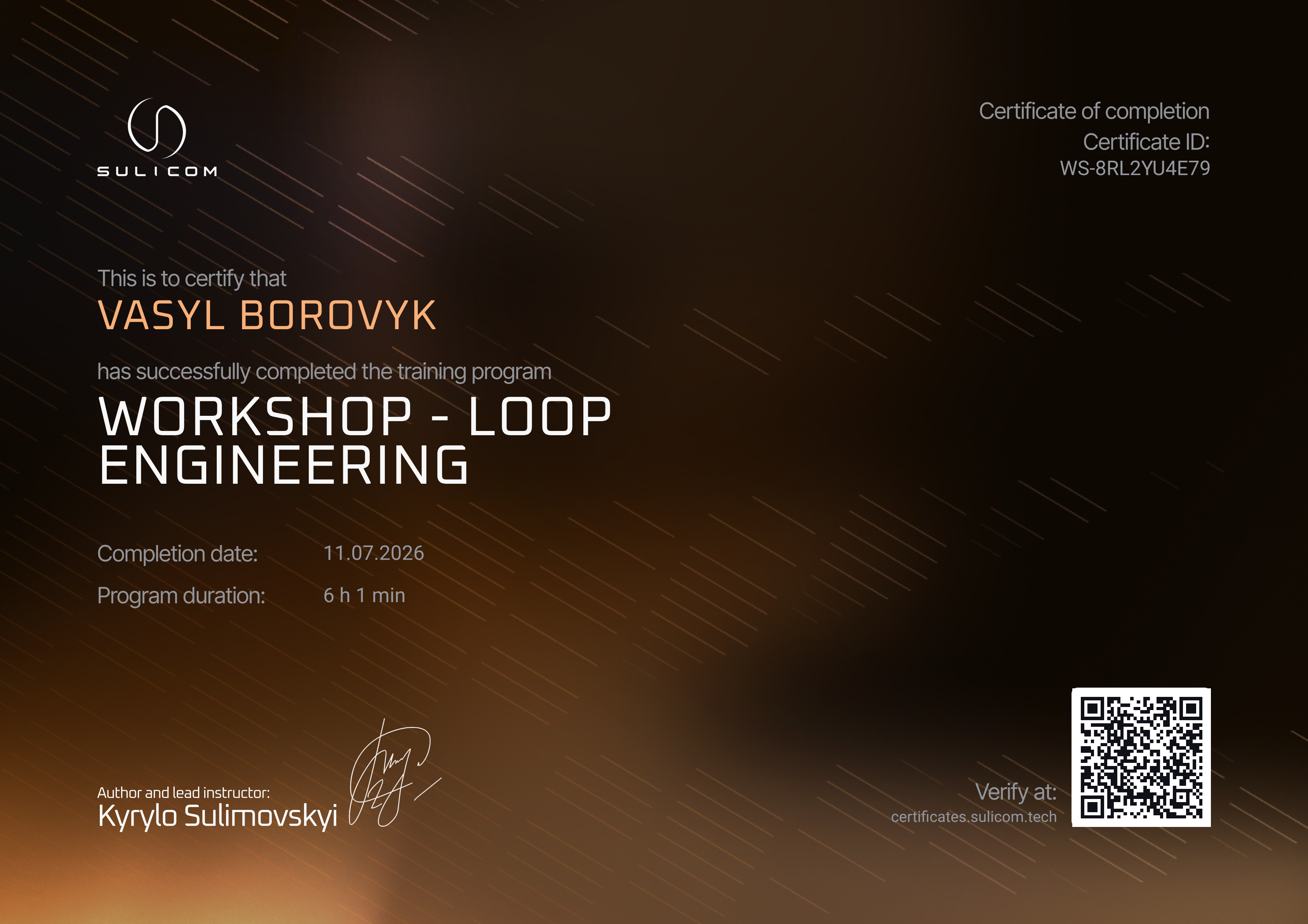 Certificate WS-8RL2YU4E79 — Vasyl Borovyk